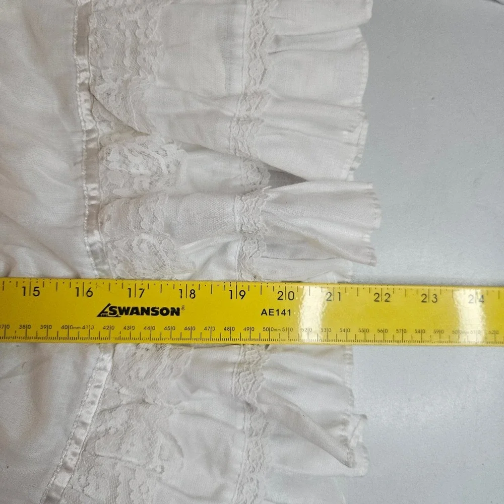 Vintage Gunne Sax Jessica McClintock White Lace Prairie Dress Pearl Trim Size 4